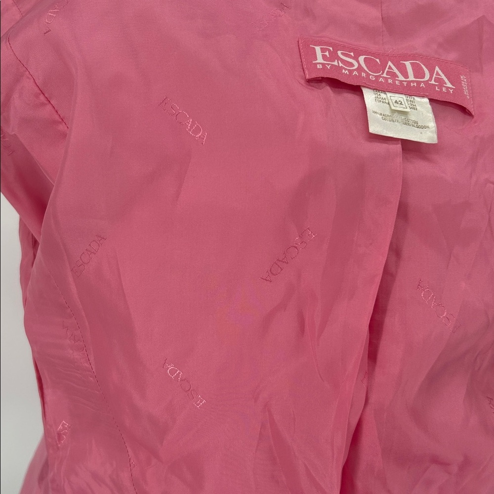 Escada by Margaretha Ley Pink Cotton Blazer Jacket Gold Buttons Size 42 Vintage - Picture 11 of 14